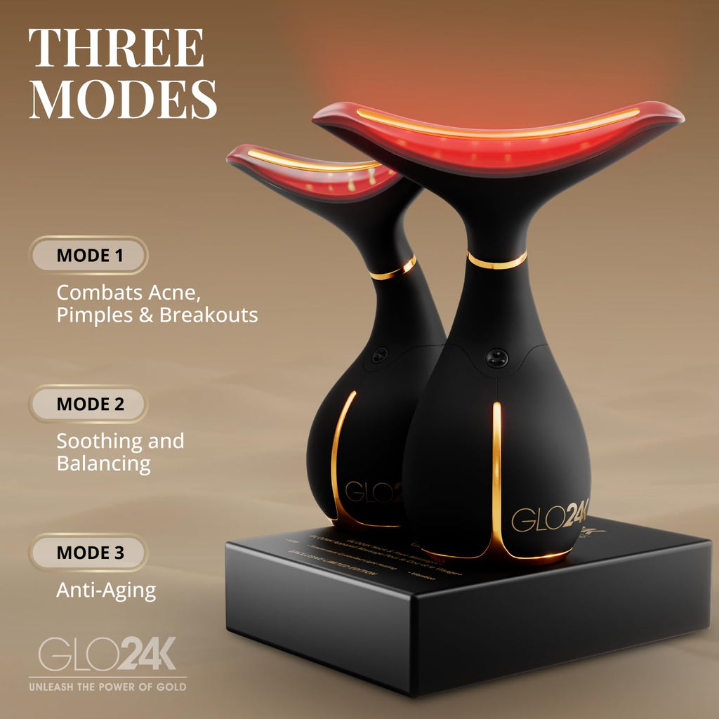GLO24K Red Light Face & Neck Beauty Device – LED Facial Massager