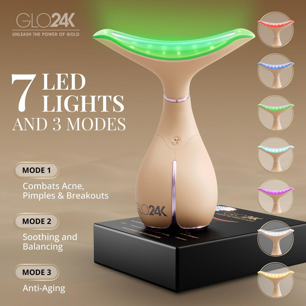 GLO24K Red Light Face & Neck Beauty Device – LED Facial Massager