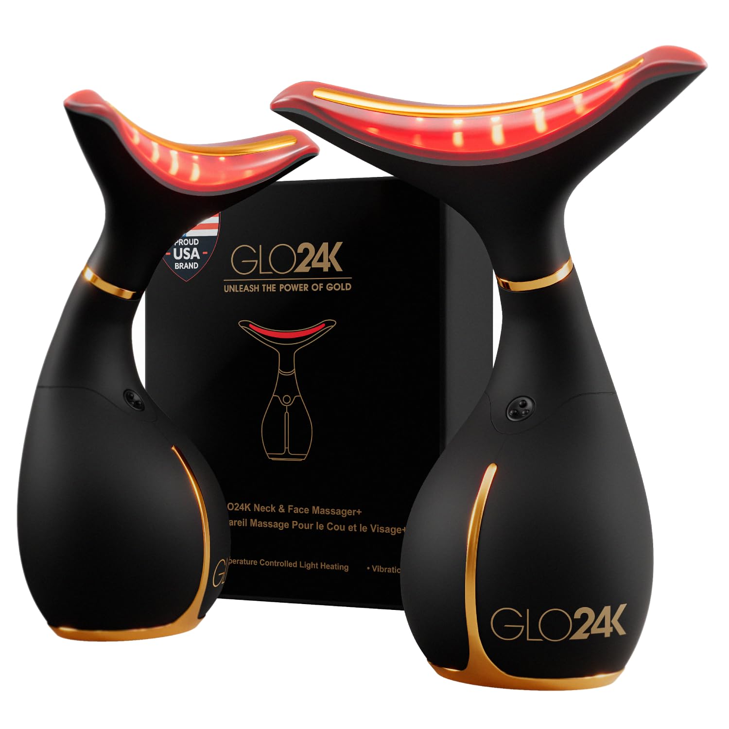 GLO24K Red Light Face & Neck Beauty Device – LED Facial Massager