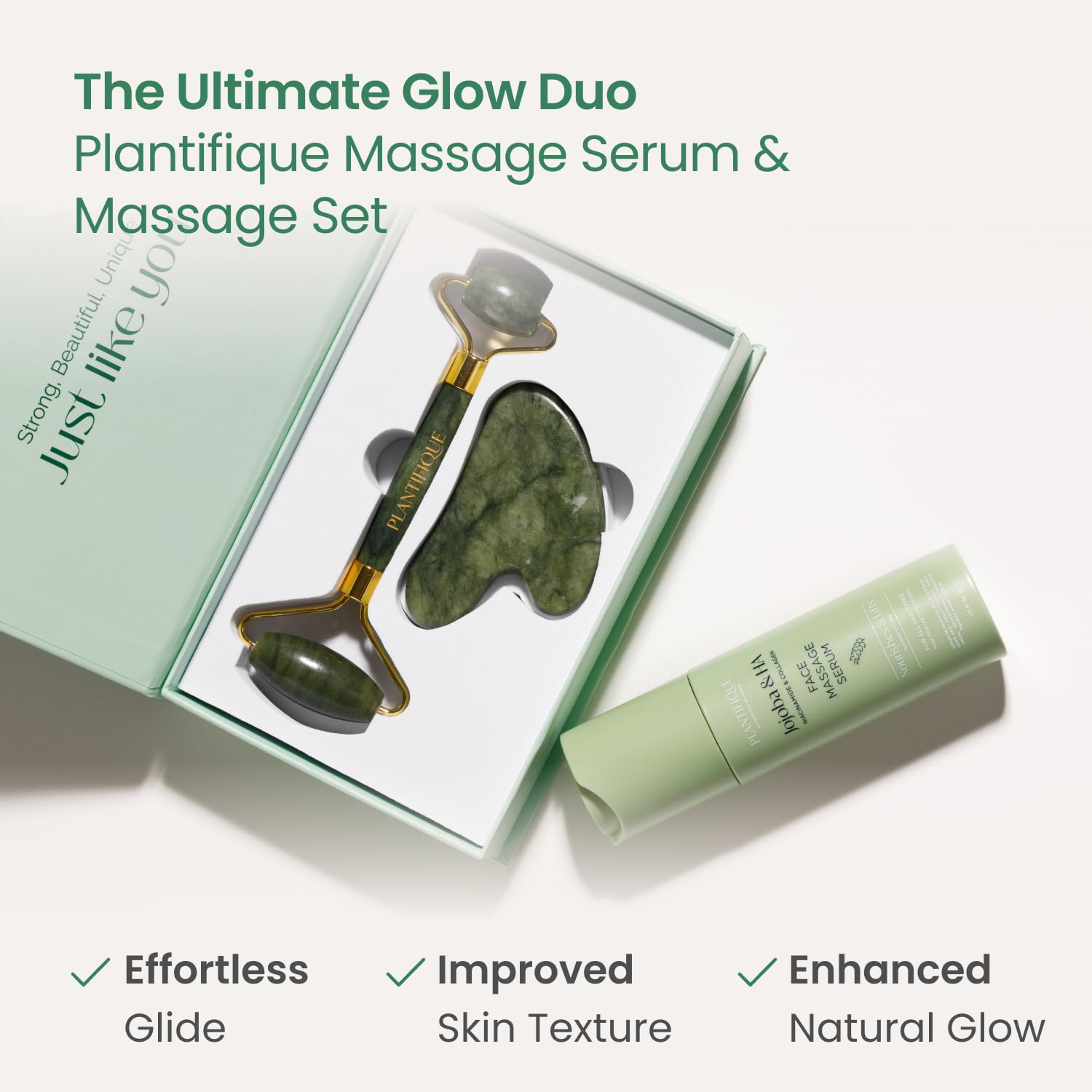 Jade Roller & Gua Sha Set – Real Jade Facial Massager
