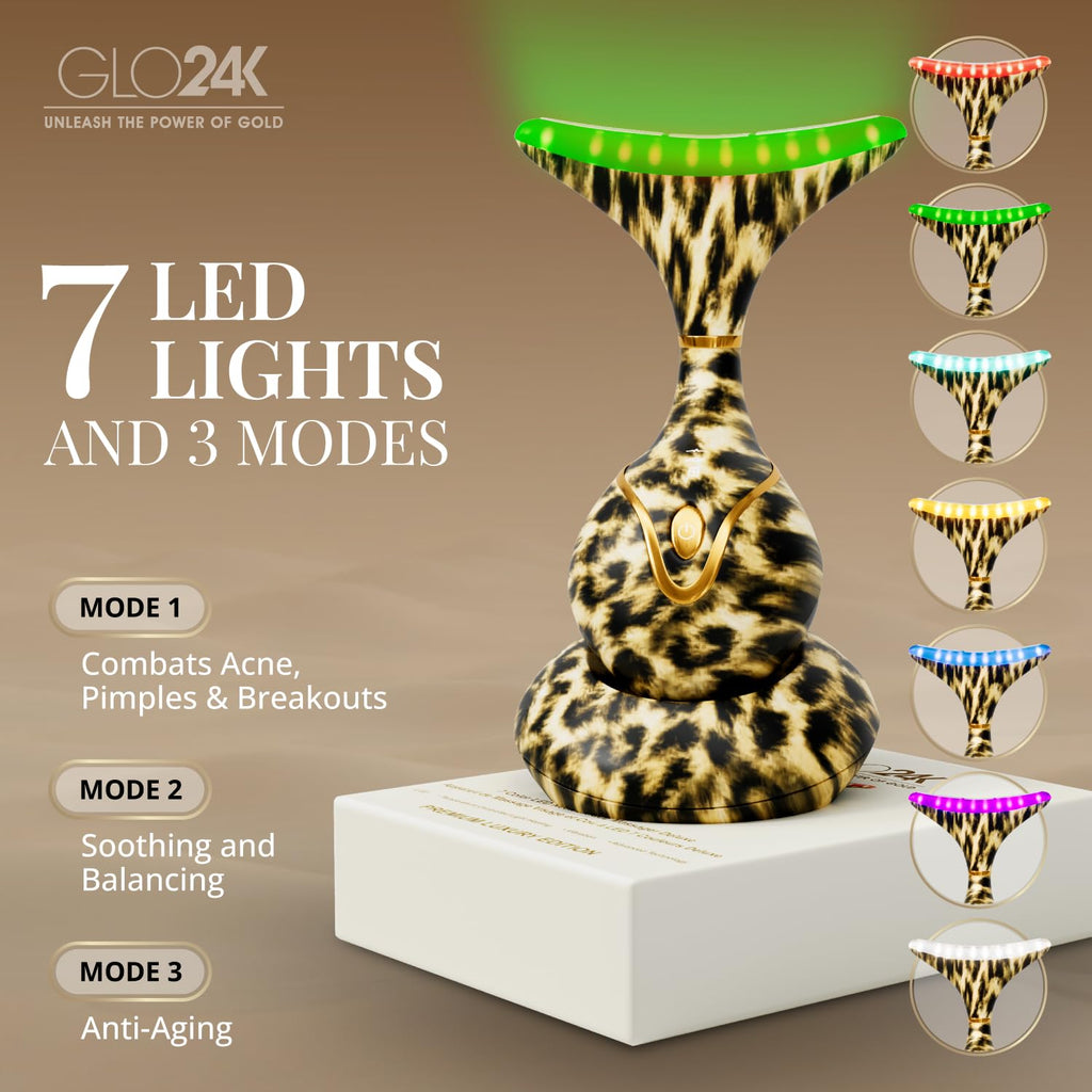 GLO24K Red Light Face & Neck Beauty Device – LED Facial Massager