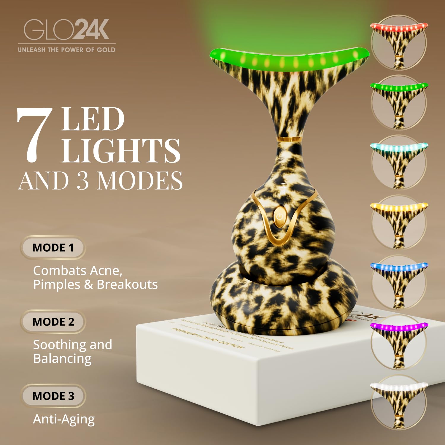 GLO24K Red Light Face & Neck Beauty Device – LED Facial Massager