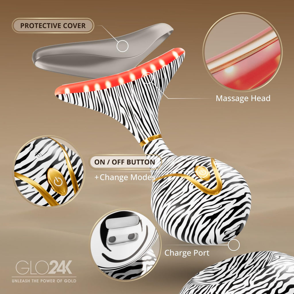 GLO24K Red Light Face & Neck Beauty Device – LED Facial Massager