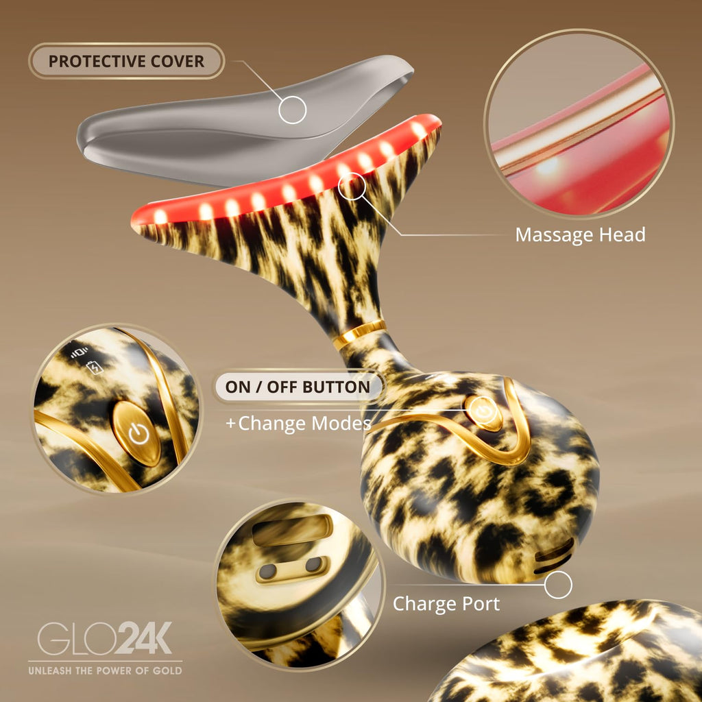 GLO24K Red Light Face & Neck Beauty Device – LED Facial Massager