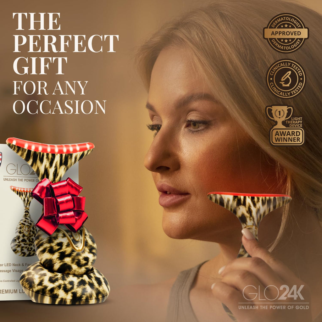 GLO24K Red Light Face & Neck Beauty Device – LED Facial Massager
