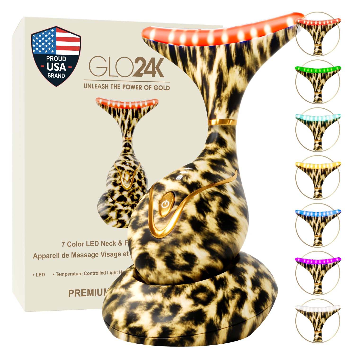 GLO24K Red Light Face & Neck Beauty Device – LED Facial Massager