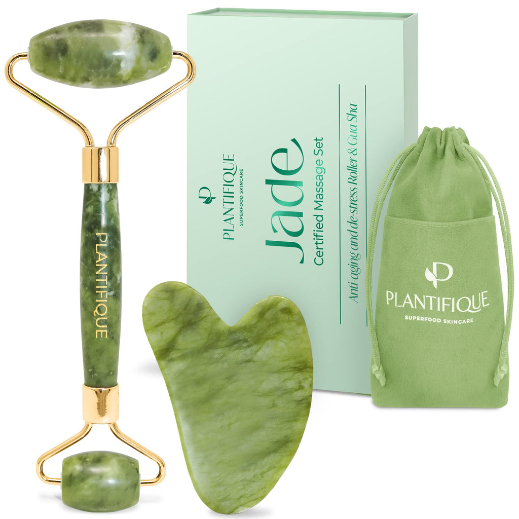 Jade Roller & Gua Sha Set – Real Jade Facial Massager