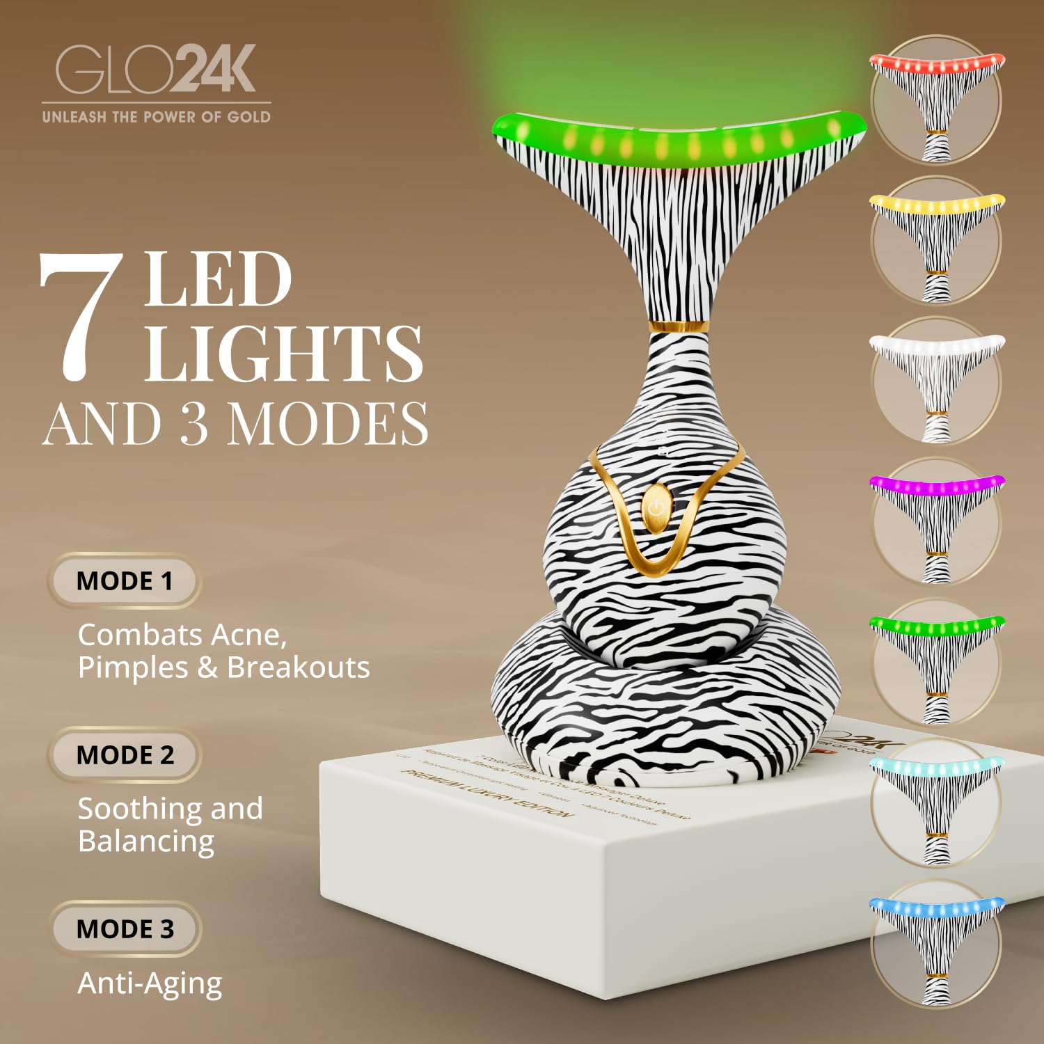 GLO24K Red Light Face & Neck Beauty Device – LED Facial Massager