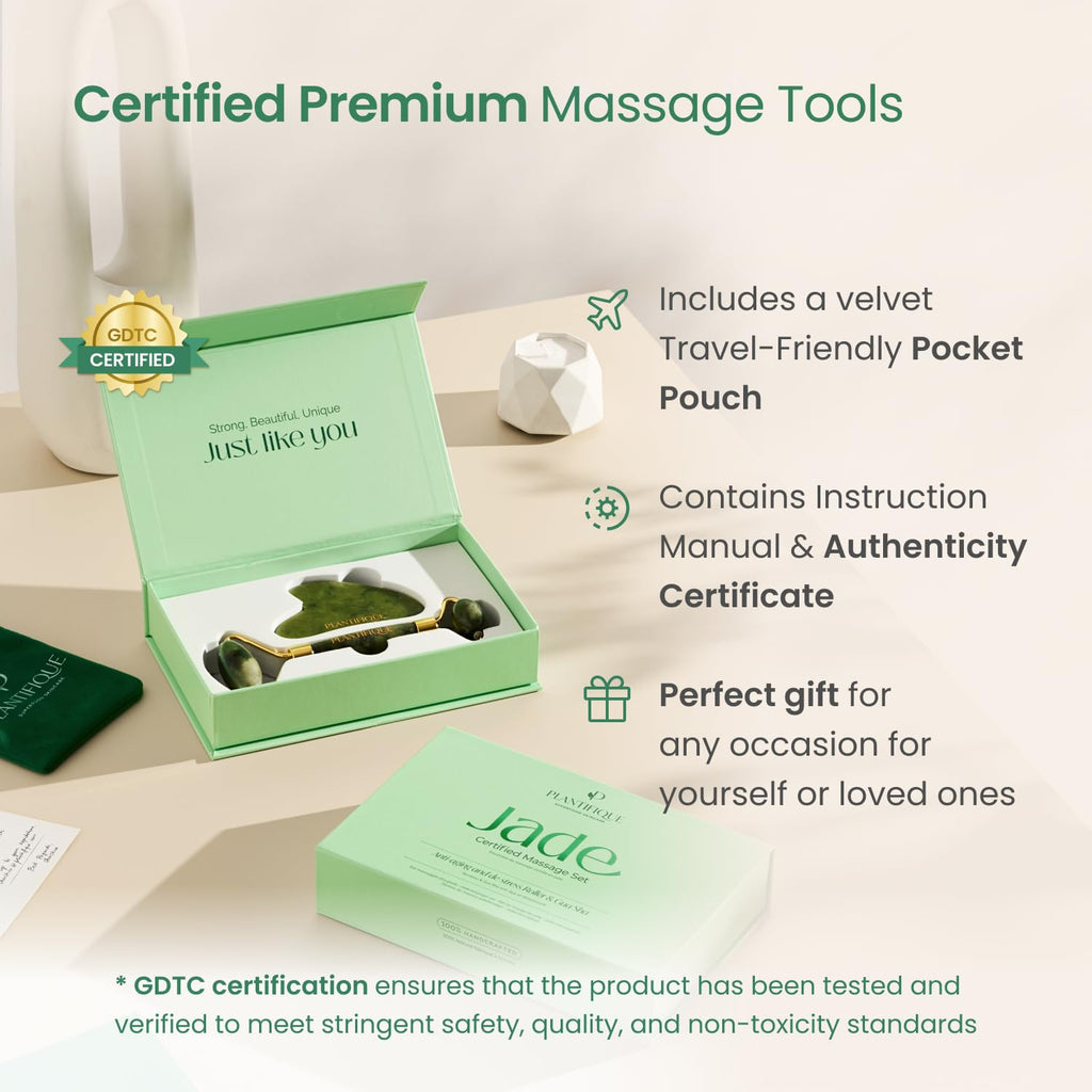 Jade Roller & Gua Sha Set – Real Jade Facial Massager