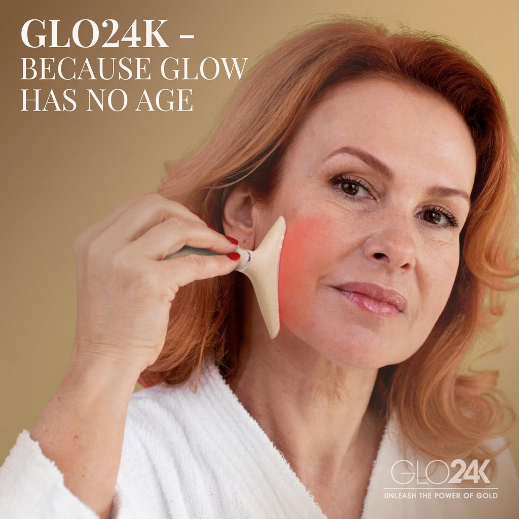 GLO24K Red Light Face & Neck Beauty Device – LED Facial Massager