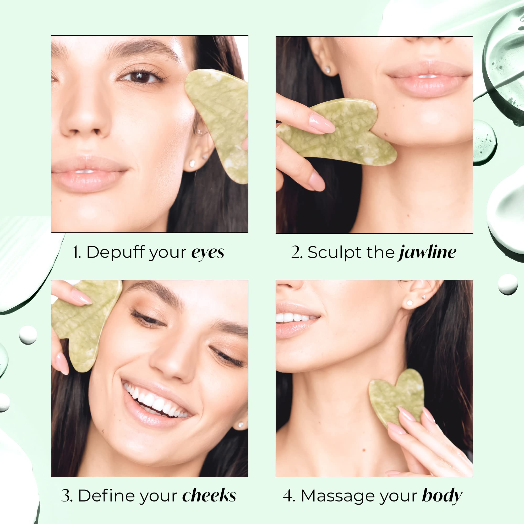 Jade Roller & Gua Sha Set – Real Jade Facial Massager