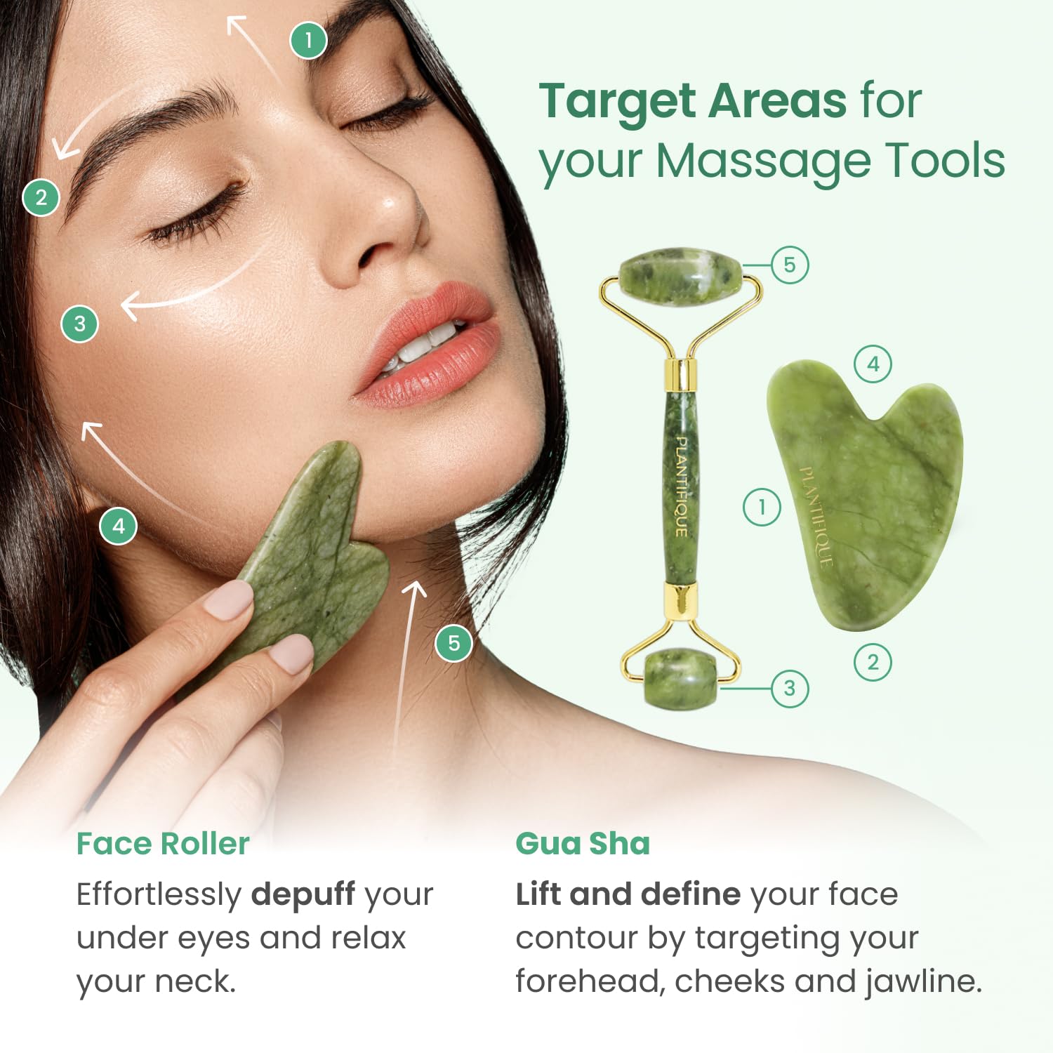 Jade Roller & Gua Sha Set – Real Jade Facial Massager