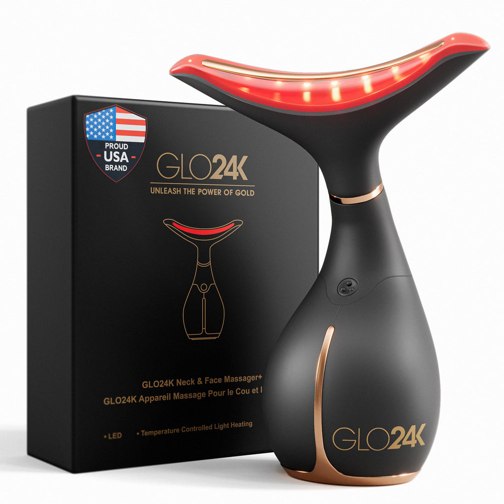 GLO24K Red Light Face & Neck Beauty Device – LED Facial Massager